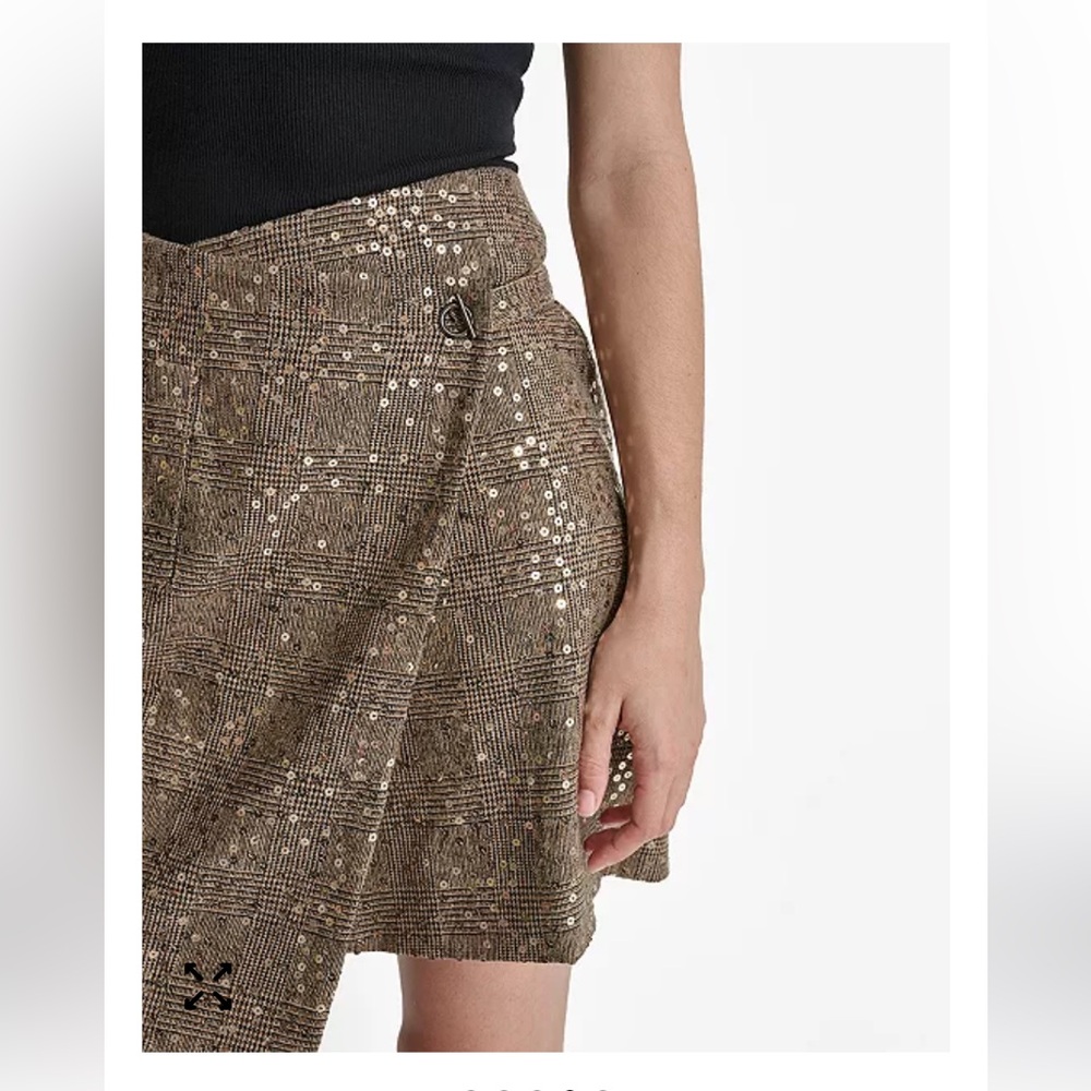 NWT DKNY Sequin plaid mini skirt. Waist 17 inches (34)🤎🖤🤎. - Picture 3 of 7
